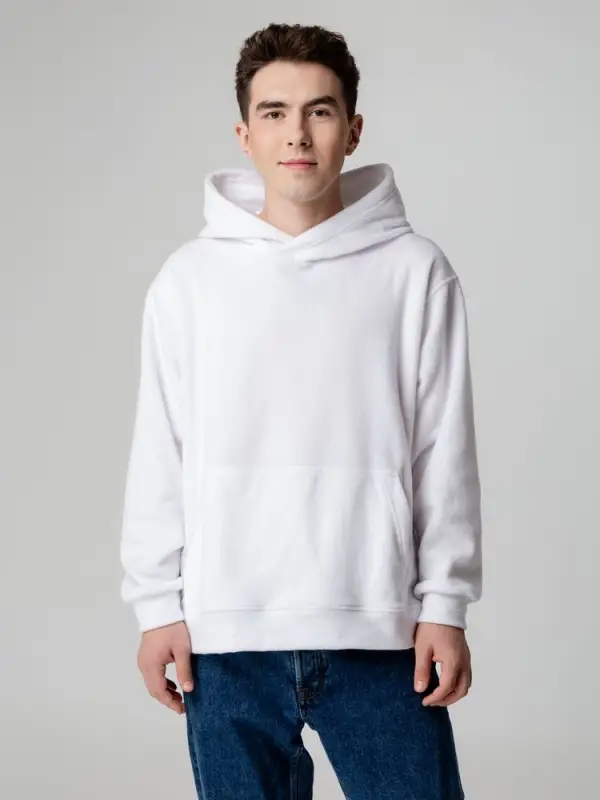 Худи флисовое унисекс Manakin, белое, размер XS/S