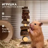 Игрушка для птиц и грызунов &laquo;Лесенка вверх&raquo;, 21&times;3 см, дерево