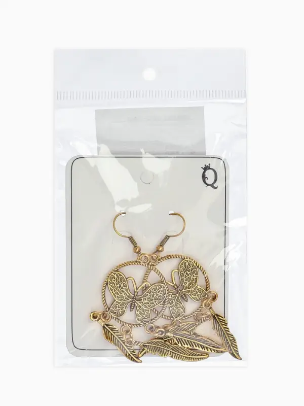 Серьги висячие &laquo;Бабочка. Ловец снов&raquo;, метал, цвет чернёное золото