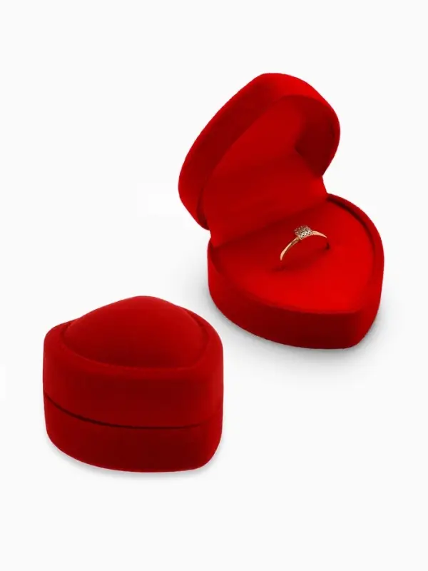 Футляр под кольцо, серьги &laquo;Сердце с рамкой из точек&raquo;, бархатный, 4.5&times;4.5 см, красный