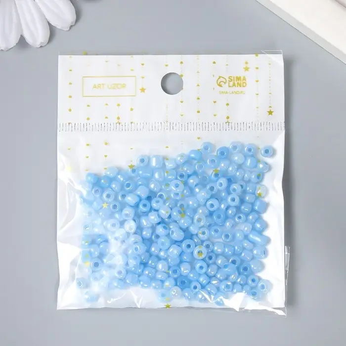 Бисер круглый 6/0  Бисер круглый 6/0 "Голубой перламутр" 20 гр