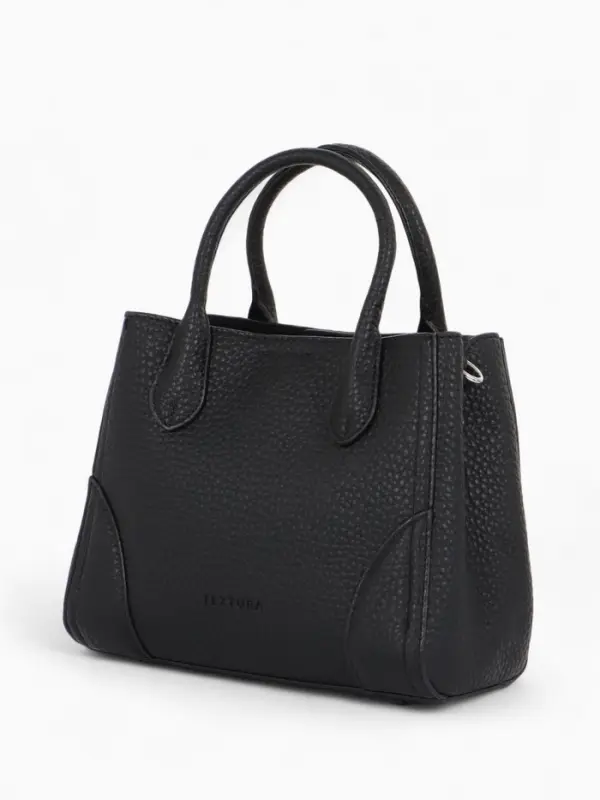 Сумка женская тоут TEXTURA на молнии, 25&times;7&times;21 см, однотонная, чёрная