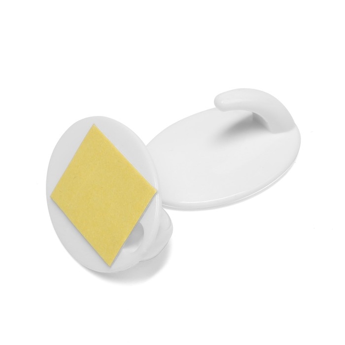 Держатель самоклеящийся ТУНДРА krep, 45х45 мм, цвет белый, овал, 3 шт.