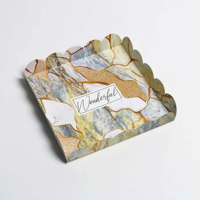 Коробка для печенья, кондитерская упаковка с пластиковой крышкой, «Камень», 18 х 18 х 3 см