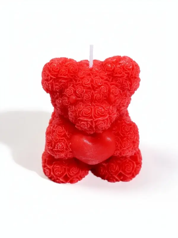 Свеча декоративная "Мишка" 6,5х4,7х8 см, 8 ч, красный