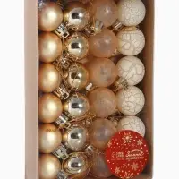 Ёлочные игрушки &laquo;Традиция&raquo;, шары новогодние, d=3 см, набор 24 шт., золотистый/белый