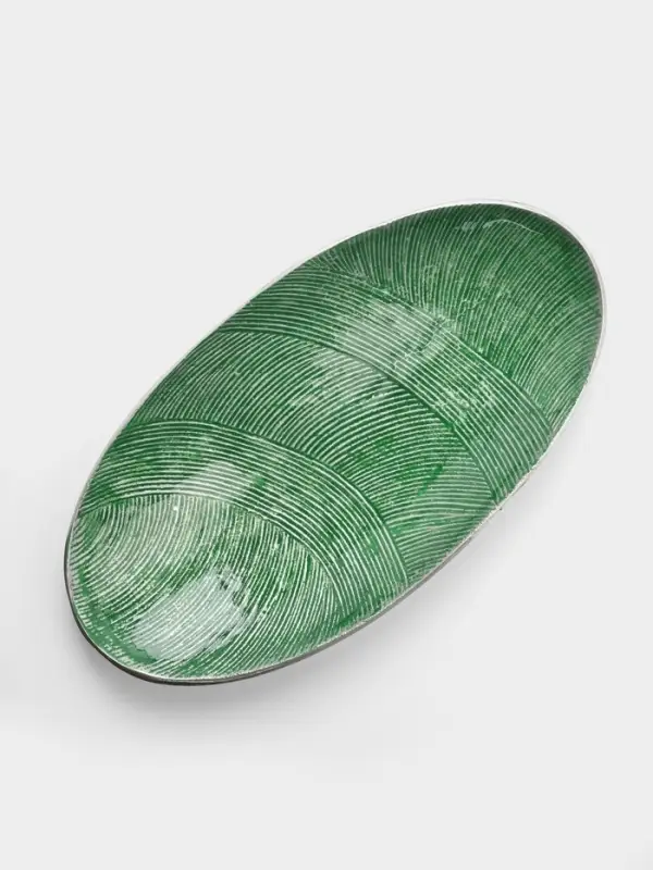 Блюдо, 41&times;21&times;4.8 см, алюминий, зелёное