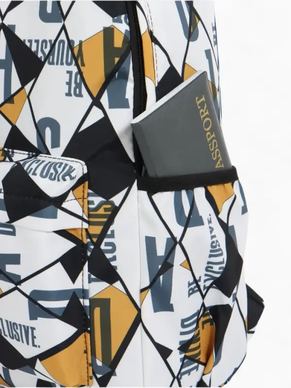 Рюкзак школьный на молнии, с карманами, с принтом, 30&times;13&times;42 см, жёлтый