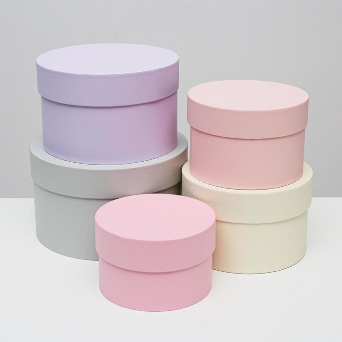 Набор круглых коробок 5 в 1  Набор круглых коробок 5 в 1 "Дымка", 23 х 23 х 14 - 15 х 15 х 10 см