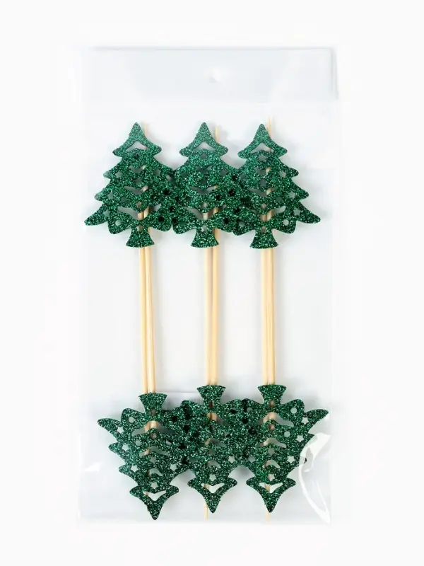Шпажки Шпажки "Зеленые елочки", набор 6 шт.