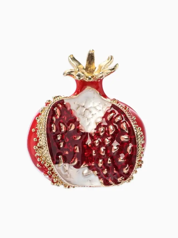 Брошь &laquo;Гранат&raquo; в разрезе, зерна, цвет крано-белый в золоте
