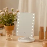 Зеркало KZ-06 настольное с подсветкой, 16 LED, сенсорное управление, 26.5&times;16&times;12 см, белое