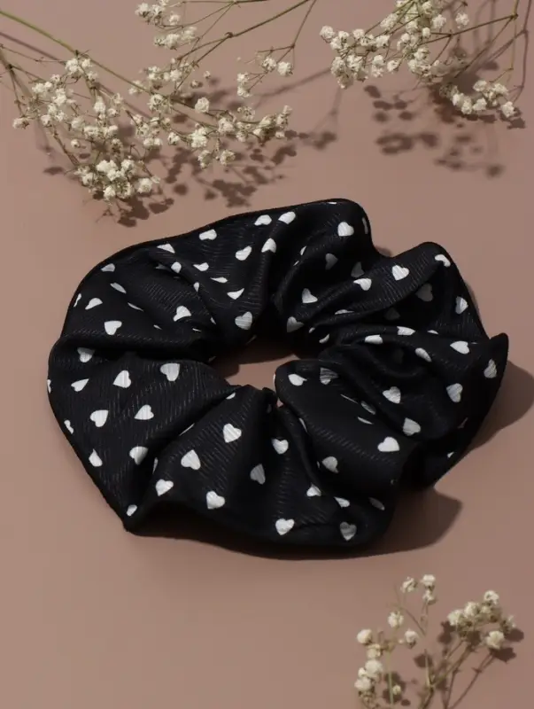 Резинка для волос "Орбита гранд" сердца, 15 см, бело-чёрный