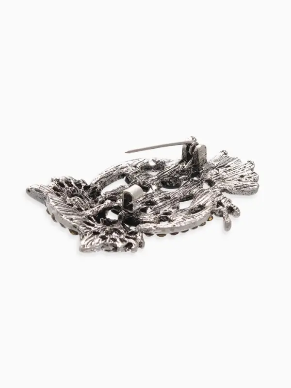 Брошь-кулон &laquo;Галиотис. Филин ночной&raquo;, зелёная в чернёном серебре