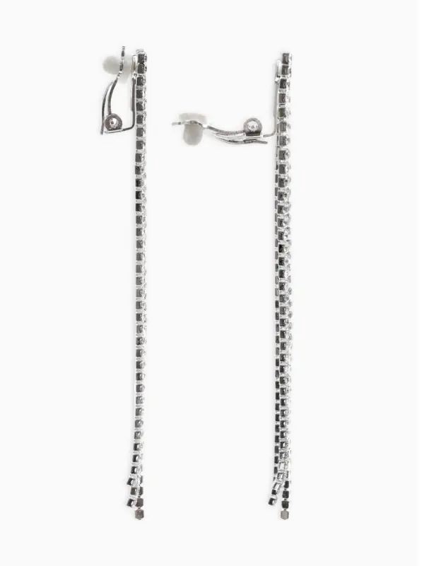 Серьги клипсы для ушей QF &laquo;Лёд&raquo;, тройная сплошная, белые в серебре