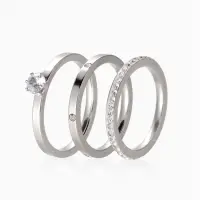 Набор колец 3 шт., сталь &laquo;Классика&raquo; с камнем, размер 17, белый в серебре
