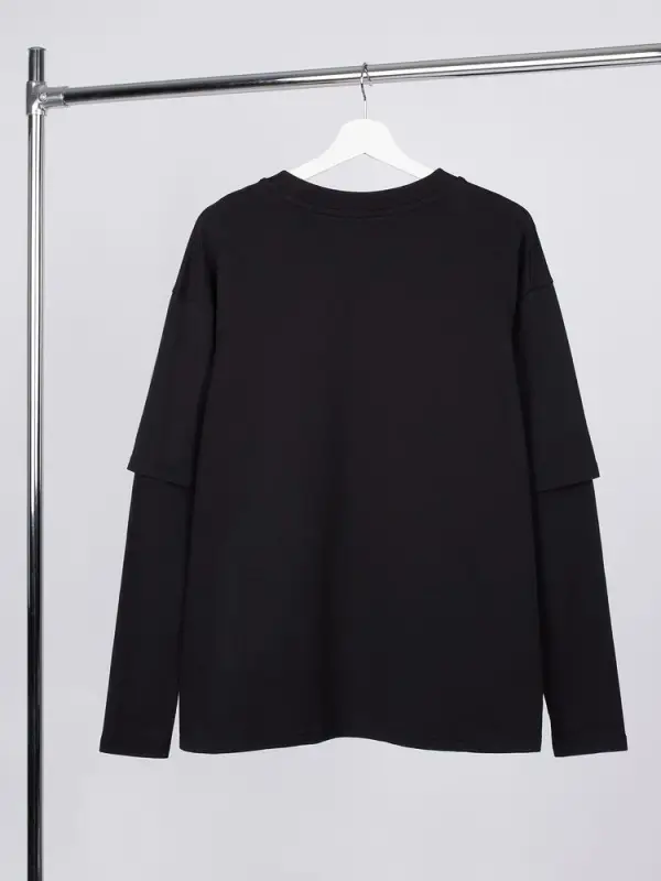 Футболка оверсайз с двойным рукавом Kosmos, черная, размер XS/S Футболка оверсайз с двойным рукавом Kosmos, черная, размер XS/S