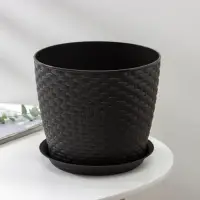 Горшок для цветов с поддоном &laquo;Ротанг&raquo;, 4.7 л, d=15 см, h=14 см, пластиковый, коричневый