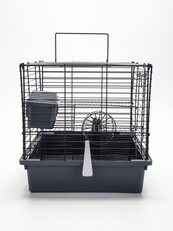 Клетка для грызунов Клетка для грызунов "Пижон" складная, 38 х 27 х 27 (домик, миска, колесо) серая