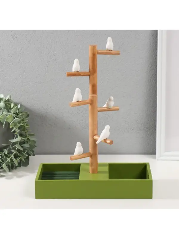 Подставка для украшений &laquo;Птички на дереве&raquo;, зелёный, 24&times;12&times;32 см