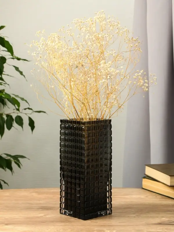 Ваза стекло настольная  Ваза стекло настольная "Валери" кубики, 24,5х10 см, серый