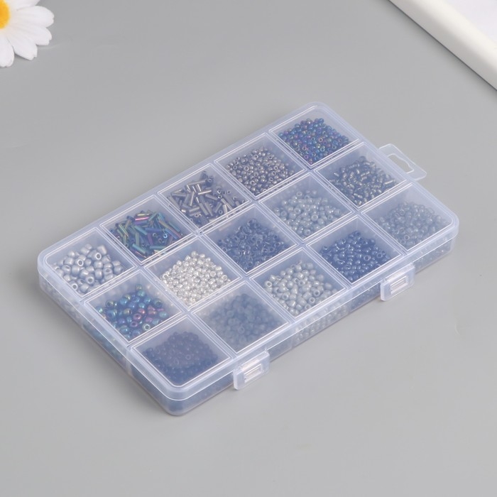 Бисер стекло 6/0, 8/0, 12/0 в шкатулке  Бисер стекло 6/0, 8/0, 12/0 в шкатулке "Чёрный" стеклярус 15,5х9,5х1,6 см