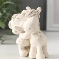 Фигура «Мишка с лошадкой», 8.5×7×6 см, натуральный