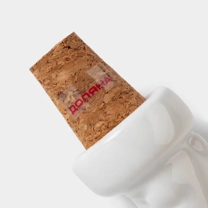 Пробка для бутылки Доляна &laquo;Зайка&raquo;, 10 см, доломит, белая