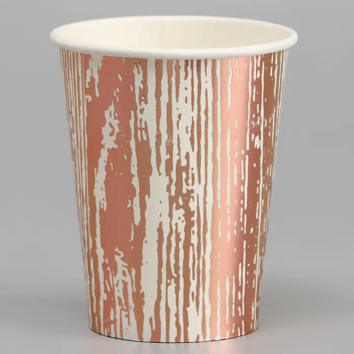 Стаканы бумажные &laquo;Полосы&raquo;, 6 шт., цвет розовое золото