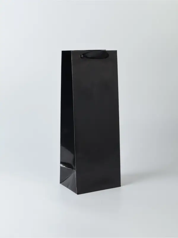 Пакет подарочный под бутылку, упаковка, &laquo;Чёрный&raquo;, 13&times;36&times;10 см