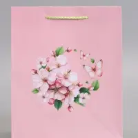 Пакет подарочный ламинированный "Цветочная бабочка" 18 х 22,3 х 10 см