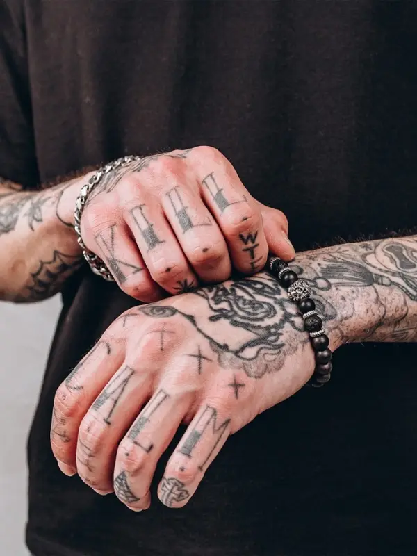 Браслет из бусин унисекс &laquo;Лава. Лев&raquo;, d=7 см, чёрный с серебристым