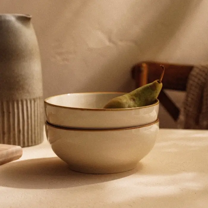 Салатники SL Home &laquo;Леггеро&raquo;, 1.2 л, d=18.5 см, набор 2 шт., фарфор, бежевые