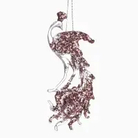 Ёлочная игрушка &laquo;Зимнее волшебство. Павлин сияние блеск&raquo; пластик, 14&times;7.5 см, прозрачно-розовый