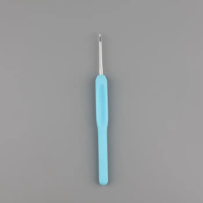 Крючок для вязания, с пластиковой ручкой, d=2.5 мм, 14 см, голубой