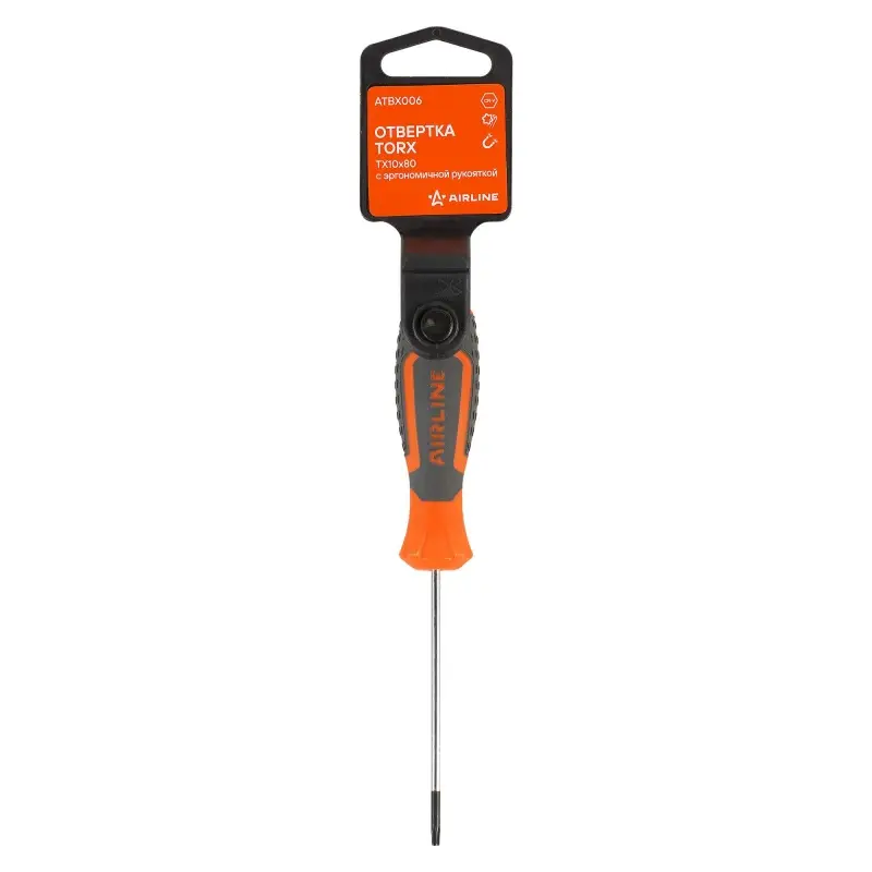 Отвертка TORX TX10x80мм, магнитный наконечник, пласт.подвес