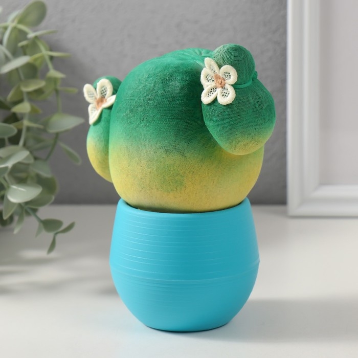 Растущий подарок травка Экоживчик "Кактус в горшочке" голубой