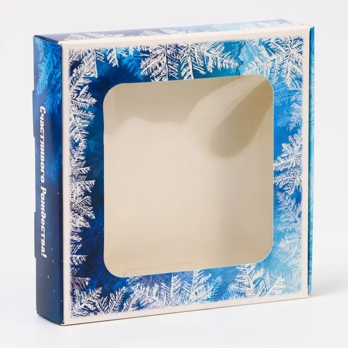 Подарочная коробка сборная с окном «Зимушка», 13×13×3 см Подарочная коробка сборная с окном «Зимушка», 13×13×3 см