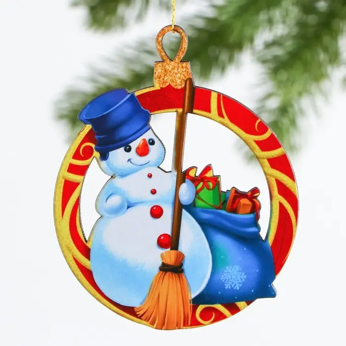 Ёлочная игрушка новогодняя «Снеговик», на Новый год, 7,6 х 9,5 см Ёлочная игрушка новогодняя «Снеговик», на Новый год, 7,6 х 9,5 см