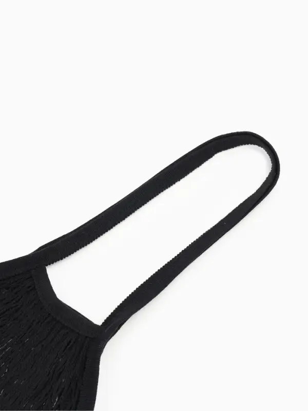 Сумка - авоська плетёная, клетка 1.5 см, чёрная