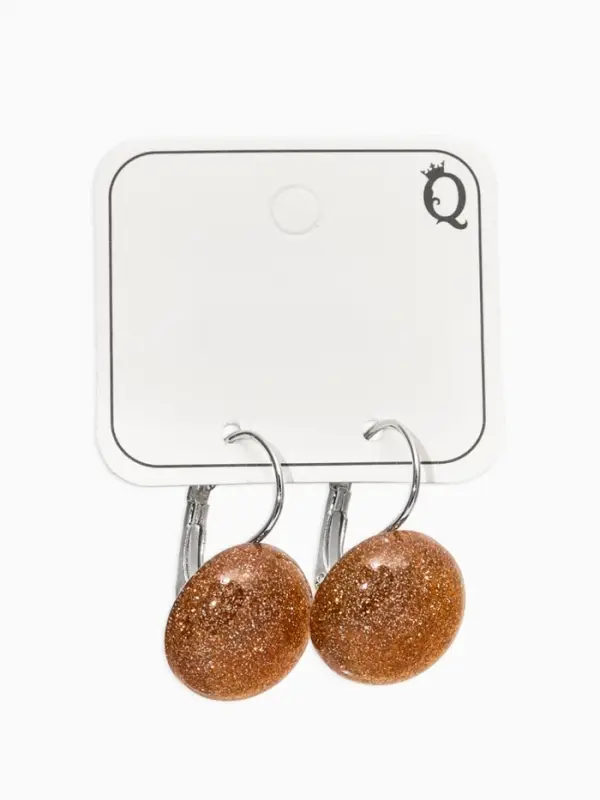 Серьги пластик "Таблетка" блёстка, цвет золотой в серебре