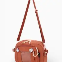 Сумка молодёжная на молнии, со значками, 23&times;5.5&times;16 см, рыжая