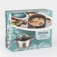Кастрюля Катунь &laquo;Диана&raquo;, 6 л, d=24 см, с крышкой, капсульное дно, индукция, нержавеющая сталь, AISI - 201, хромированная