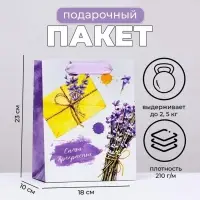 Пакет подарочный ламинированный вертикальный &laquo;Лавандовое письмо&raquo;, 18&times;23&times;10 см
