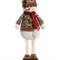 Игрушка новогодняя &laquo;Снеговик в наряде в стиле пэчворк&raquo;, 10&times;17&times;50 см
