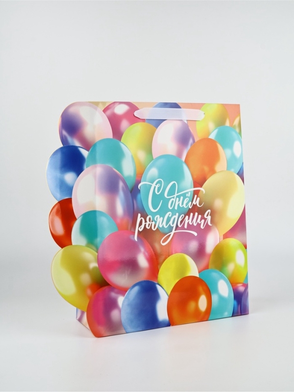 Пакет подарочный ламинированный &laquo;С Днём рождения&raquo;, шары,  31 &times; 11,5 &times; 40 см