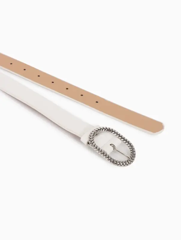 Ремень женский, 110&times;2.9 см, с винтом, классическая пряжка металл, белый