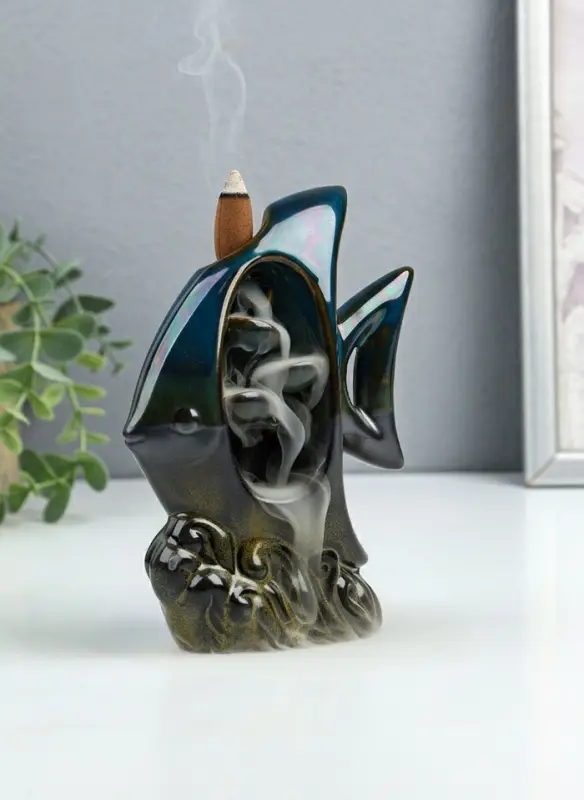 Подставка для благовоний TAKE IT EASY &laquo;Рыбка&raquo;, набор благовоний конусы, стелющийся дым, 6.7&times;5.1&times;4.3 см