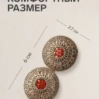 Зажим для кардигана &laquo;Круг&raquo;, в орнаментах, цвет золото в чернёном золоте