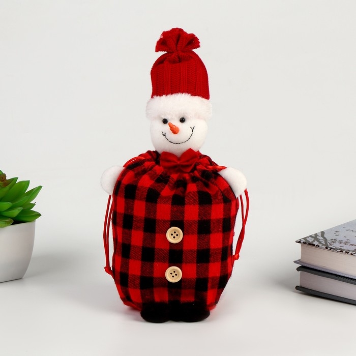 Новый год! Мешок для подарков «Снеговик» в клетку Новый год! Мешок для подарков «Снеговик» в клетку